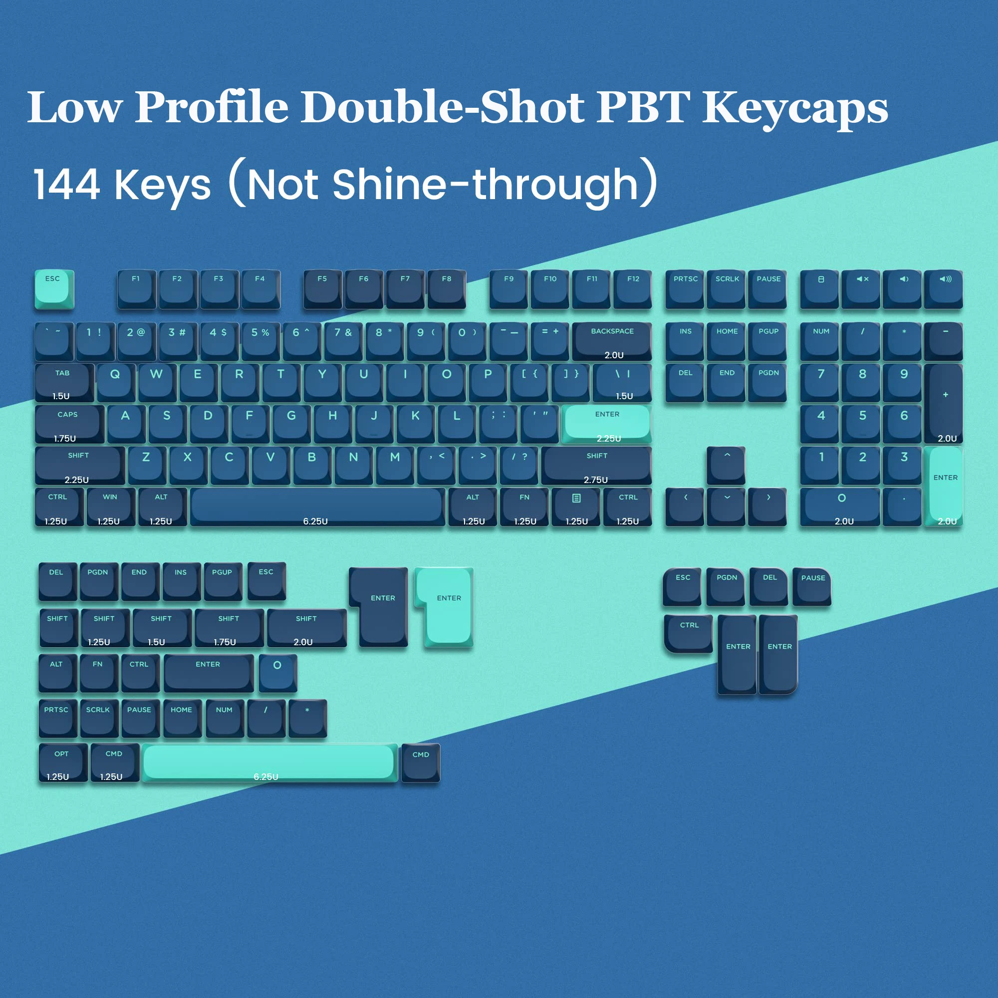  XVX - Teclas de impresión lateral, juego de teclas  personalizadas de doble disparo PBT, 136 teclas verdes de algas degradadas,  teclas de teclado de perfil OEM para teclado Cherry Gateron MX