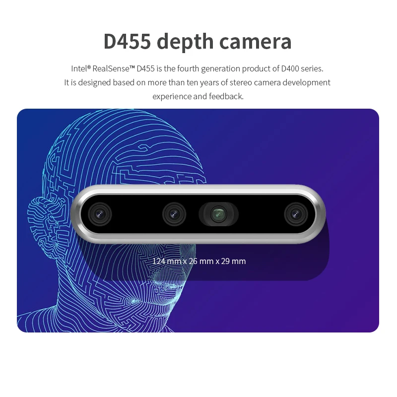 Intel RealSense Depth Camera D435i D455 D435 D415 TOF LiDAR Rangefinder  Vision Processor for Drone ROS Robot