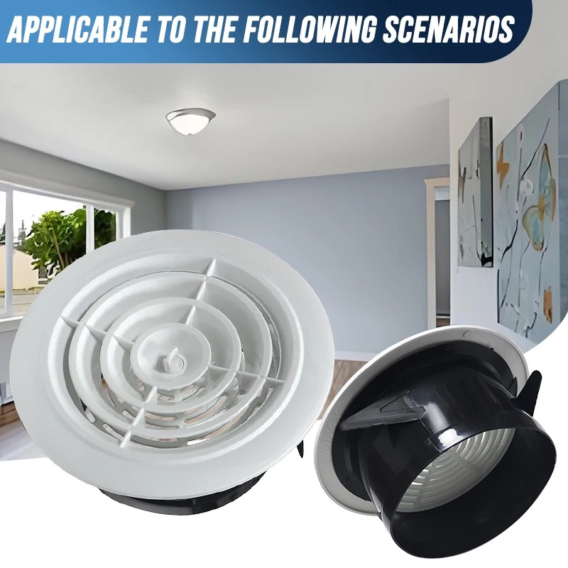 75mm Black Round Air Vent ABS Adjustable Exhaust Hood Valve Anti-bird and Rat Grille Air Conditioning Ducting Ventilation Cover