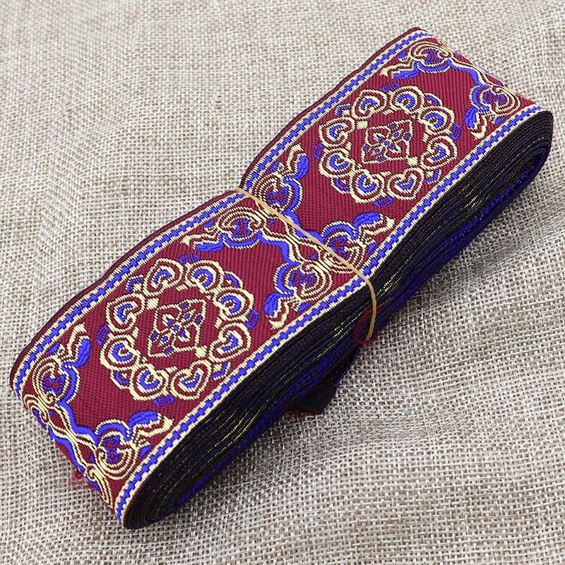 FINGERINSPIRE 4.57M Glitter metallic gouden lint 4CM Vintage Jacquard Craft lint bloemen Emobridered Geweven Trim lint DIY versiering voor ambachten geschenk inpakken boeket naaien bruiloft partij