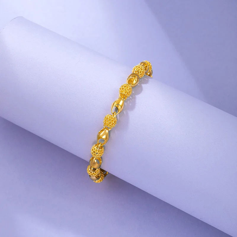 Trendy 24K Gold Plating Bracelets For Women Girl Hollowed Out Ball Jewelry Advanced Decorations Birthday Gift
