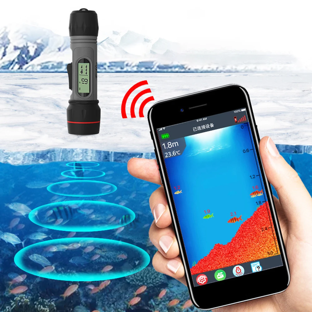 Fish Depth Finder Handheld Fish Finder Wireless Waterproof Sonar Fish  Finder for Outdoor Ice Fishing