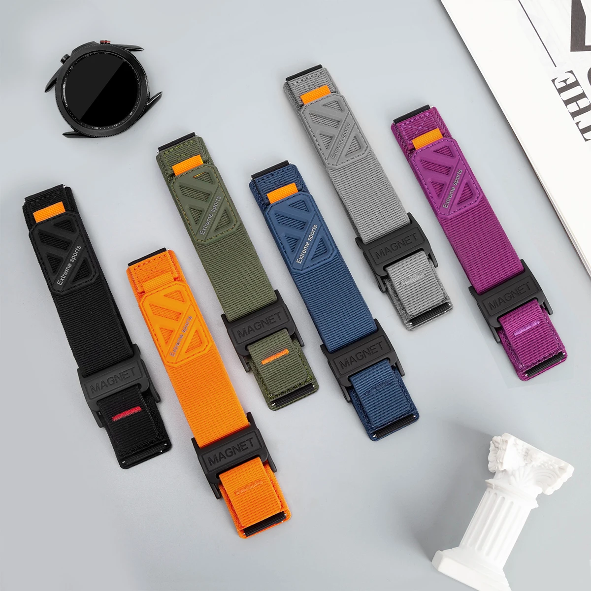 Magnetic Nylon Smartwatch Band - Universal 22mm Strap