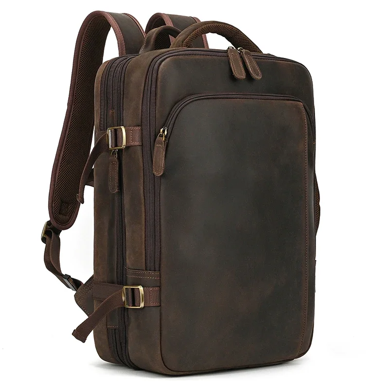 Leather Multifunctional Backpack for Men with Large Capacity