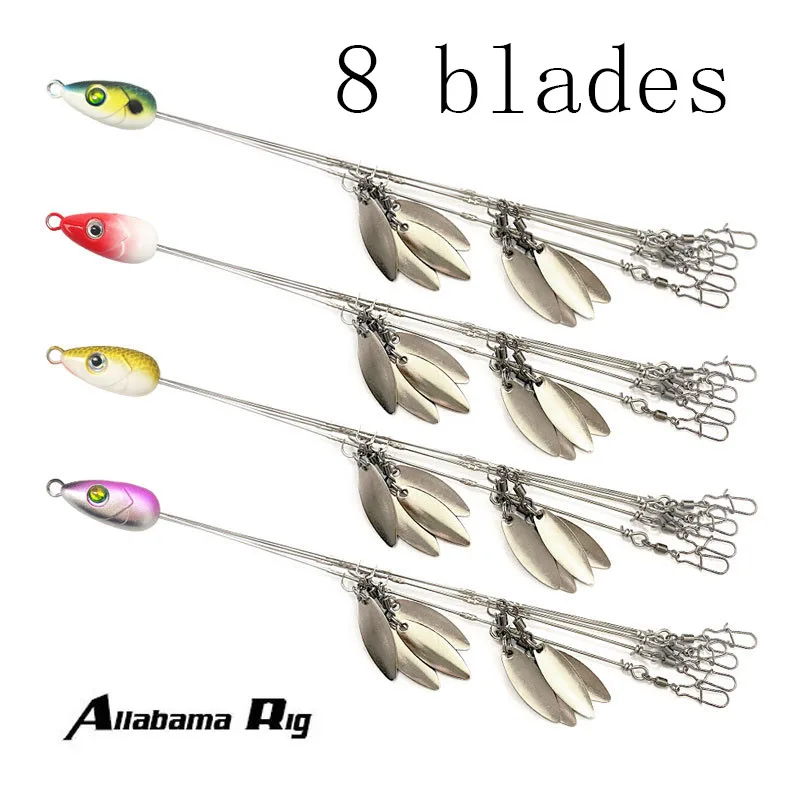 8 baldes Umbrella Fishing lure Rig 5 Arms Alabama Rig Head Swimming Bait Bass Fishing Group Lure Snap Swivel Spinner,225mm 22g