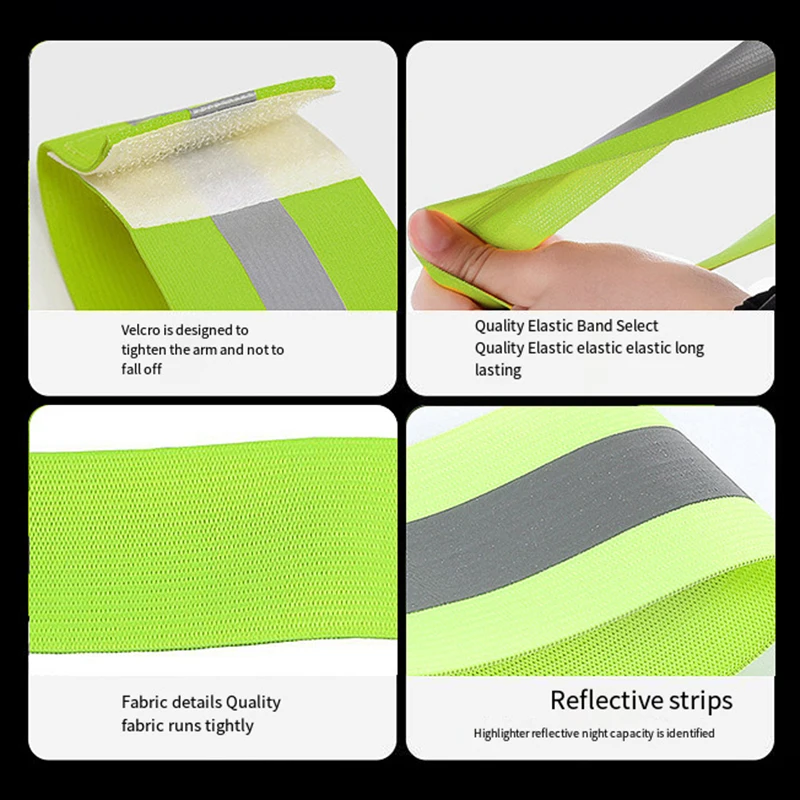 2PCS Running Reflective Arm Bands for Wrist Ankle Leg LED Reflector Armband Night Cycling Safety Light Tape Led Bracelet Strap