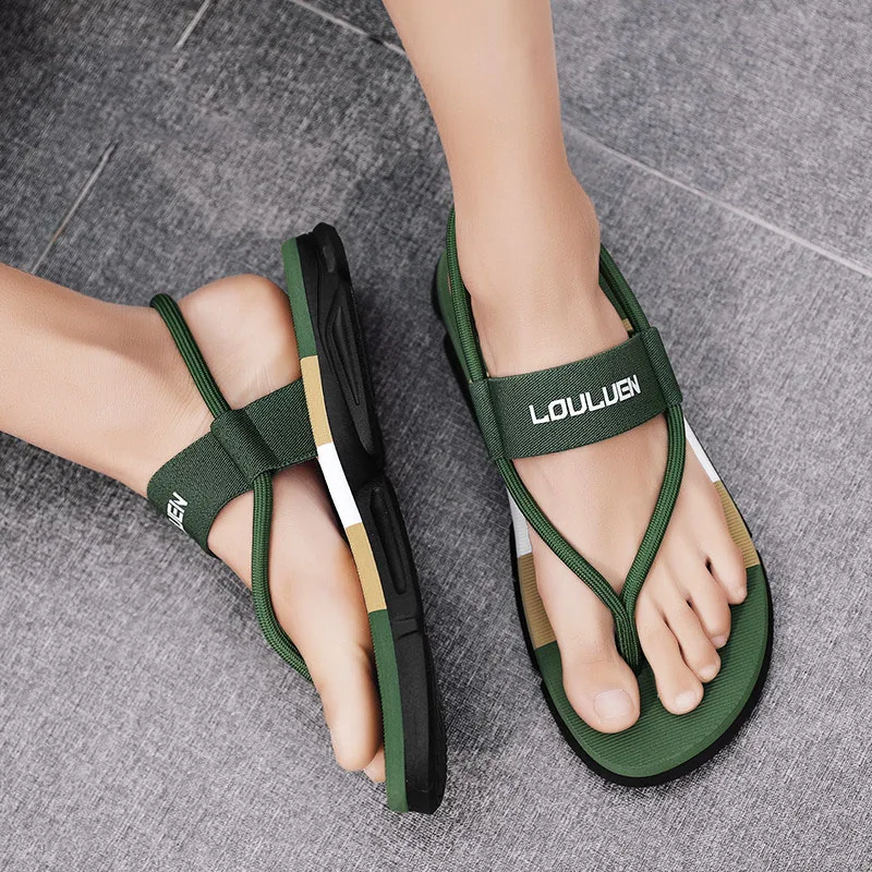 

Shevalues New Summer Men Sandals Casual Flat Slides Outdoor Beach Shoes Fashion House Flat Slippers Soft Non-slip Cloud Sandals