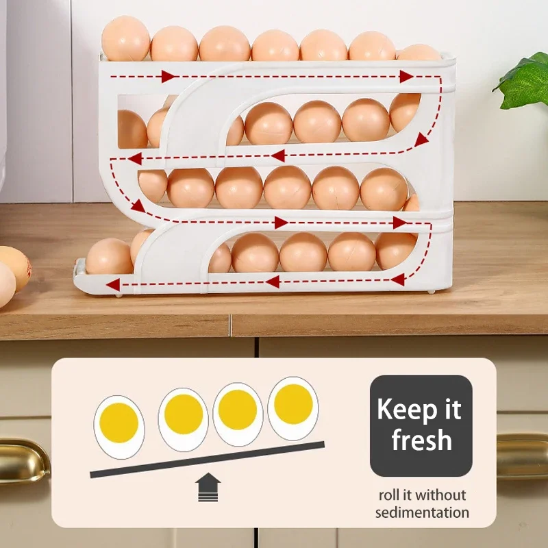 Storage Box Egg Carton Slide Egg Tray For Refrigerator Side Door Kitchen