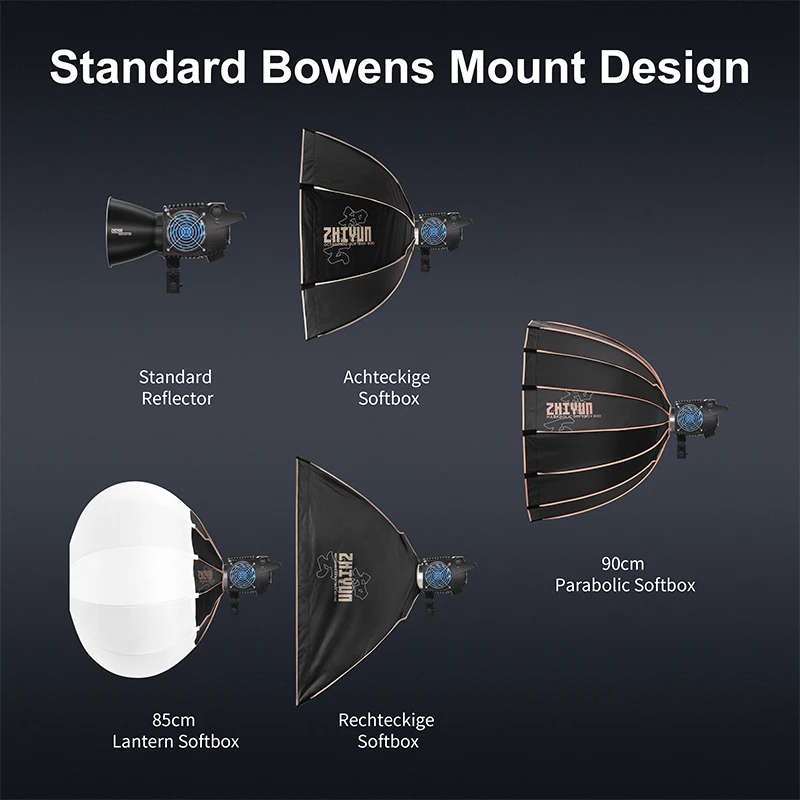 ZHIYUN MOLUS B100 B200 B300 B500 사진 조명, 이중 색상 2700K-6500K, 앱 블루투스 제어 COB 비디오 조명