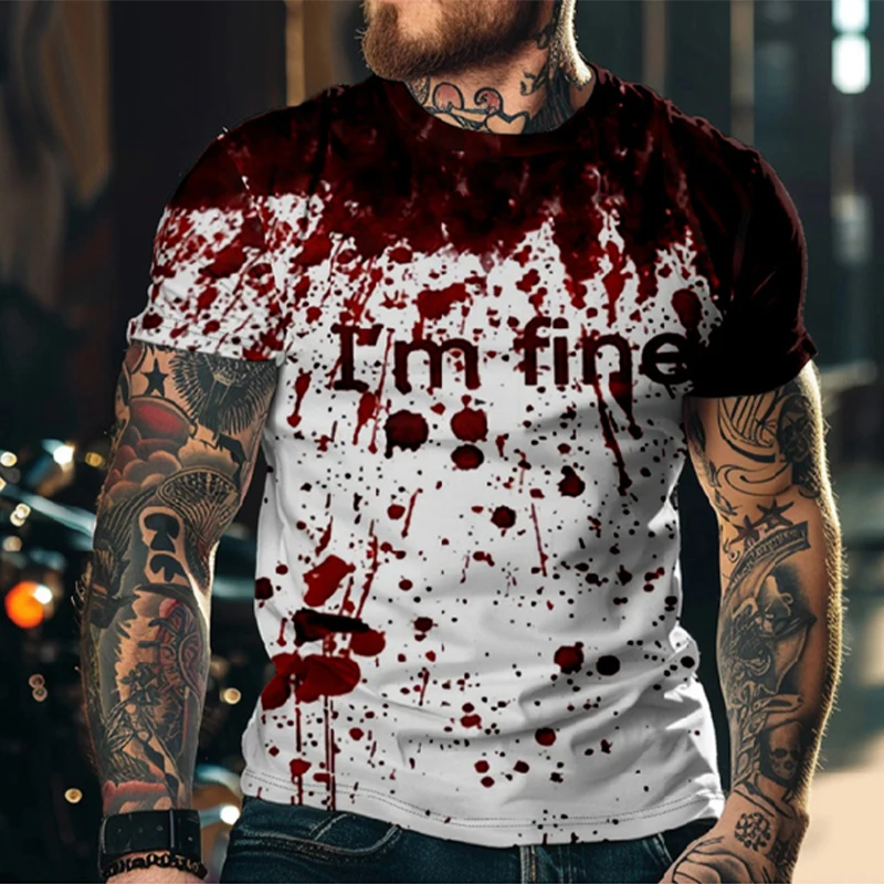 Men's Blood 3D Print Short Sleeve T Shirt Oversized Tee