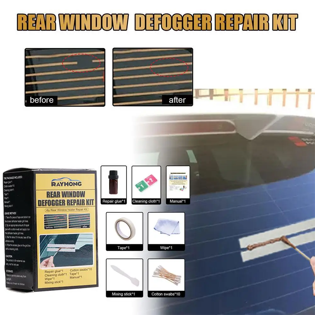 Car Rear Window Defogger Repair Kit Diy Quick Repair Scratched Lines Heater Care Defroster Broken Accessories Grid E3M9