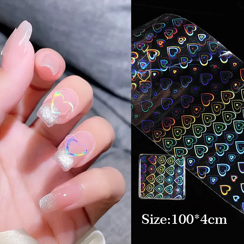 

Nail Transfer Sticker Starry Foils Love Heart French Nail Decoration Colorful Glitter Manicure DIY Stickers New Nail Wraps Decal