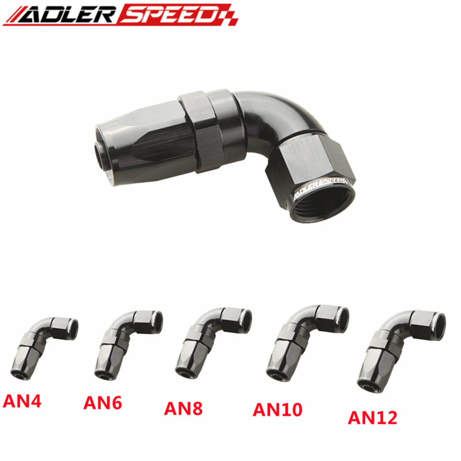 

ADLER SPEED AN4 AN6 AN8 AN10 AN12 90 Degree Swivel Hose End Fitting Adapter Aluminum Black/BLACK-PURPLE