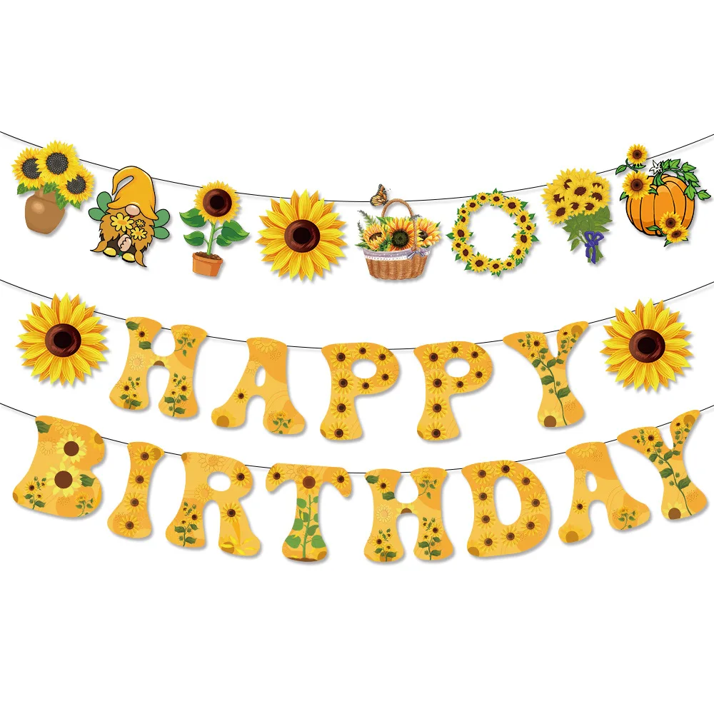 Sunflower Theme Party Happy Birthday Banners Garland Photo Background for  Kids Birthday Baby Shower Party Decoration - AliExpress, image size:1000x1000