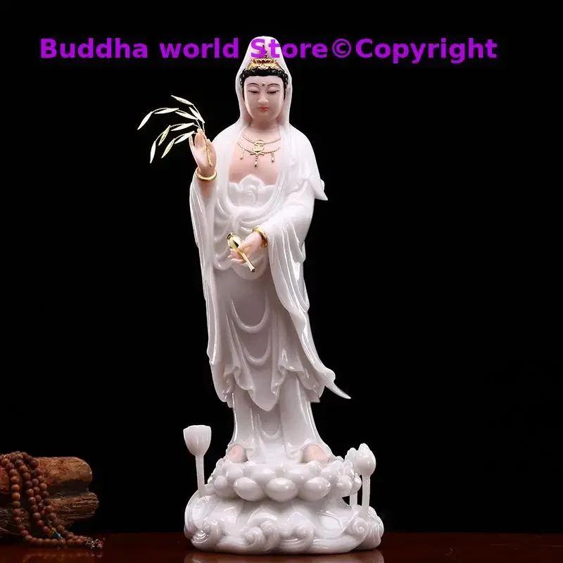 48cm large high grade Goddess jade Guan yin PUSA Avalokitesvara buddha statue Asia HOME safety protection FENG SHUI Sculpture