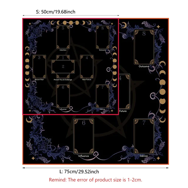 Cartes de Tarot de Divination nappe amour carrière Oracle carte nappe celtique croix carte lecture autel tissu sorcière Table couverture 6