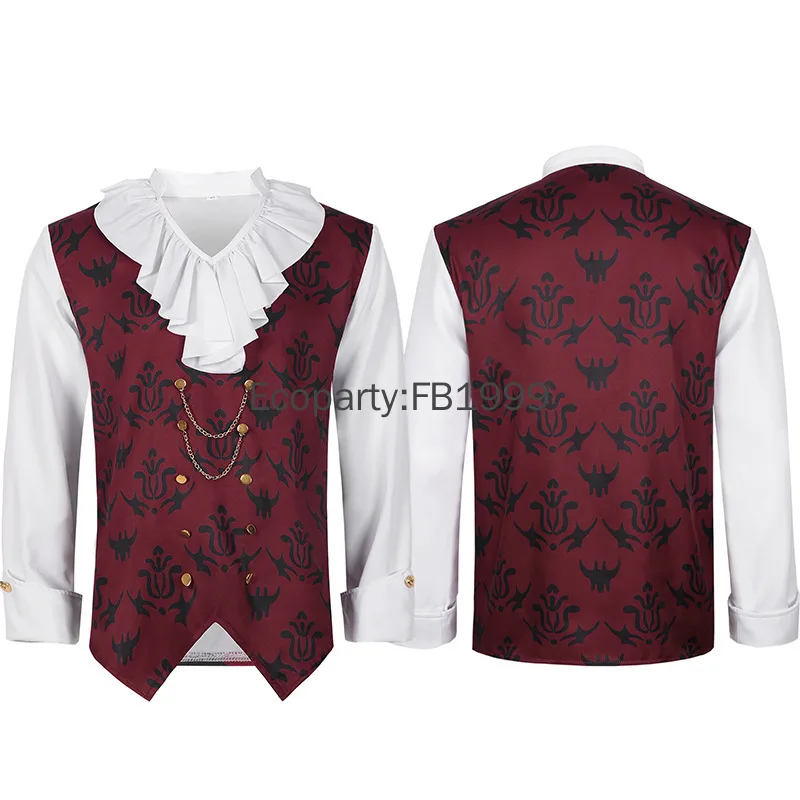 New Men's Medieval Renaissance Costume Fancy Victorian Noble Prince Cosplay Ruffle Collar Shirt Halloween Party Vampire Costumes
