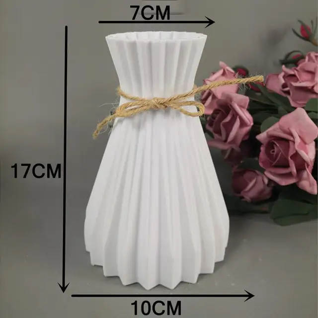 Fehér Rattan-Szerű Műanyag Váza Rattan Virág Nélkül Nélküli Dekorációs Divatvirágok - Image 2