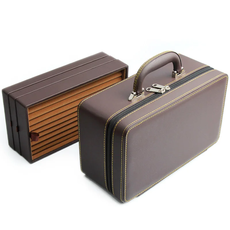 2/3/5Layers Matel/PU Suitcase Jewelry Box Practical Earrings Necklaces Display Box High Quality PU Jewelry Organizer For Women