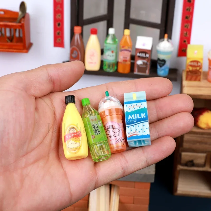 Dollhouse Mini Drink Milk Tea Bottle Food Play Model Shoot Props Children Play Toys for Dollhouse Decorative Accessories
