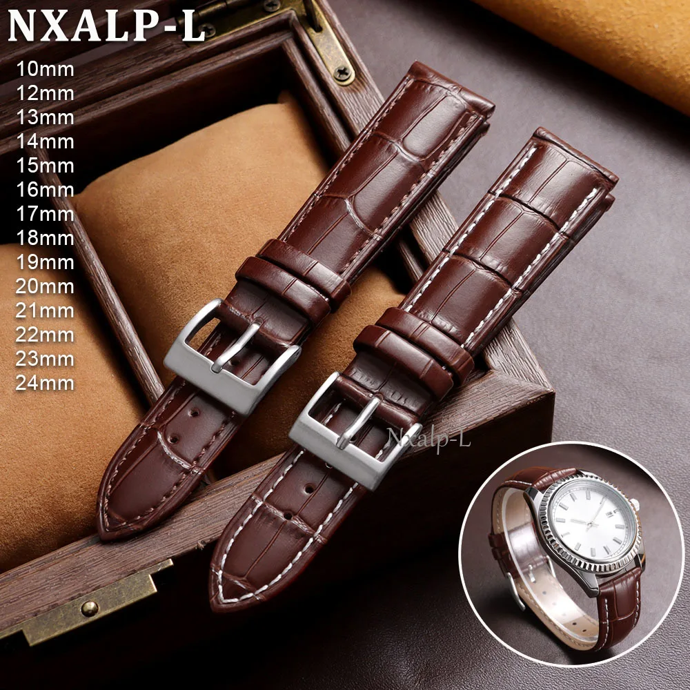 Elegant Calfskin Leather Watch Band - Universal Fit Wristband