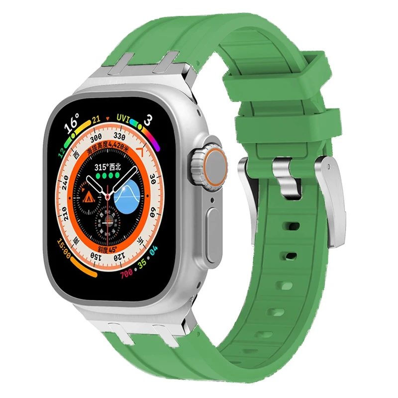 Titanium Metal Head Silicone Band with Rubber Strap