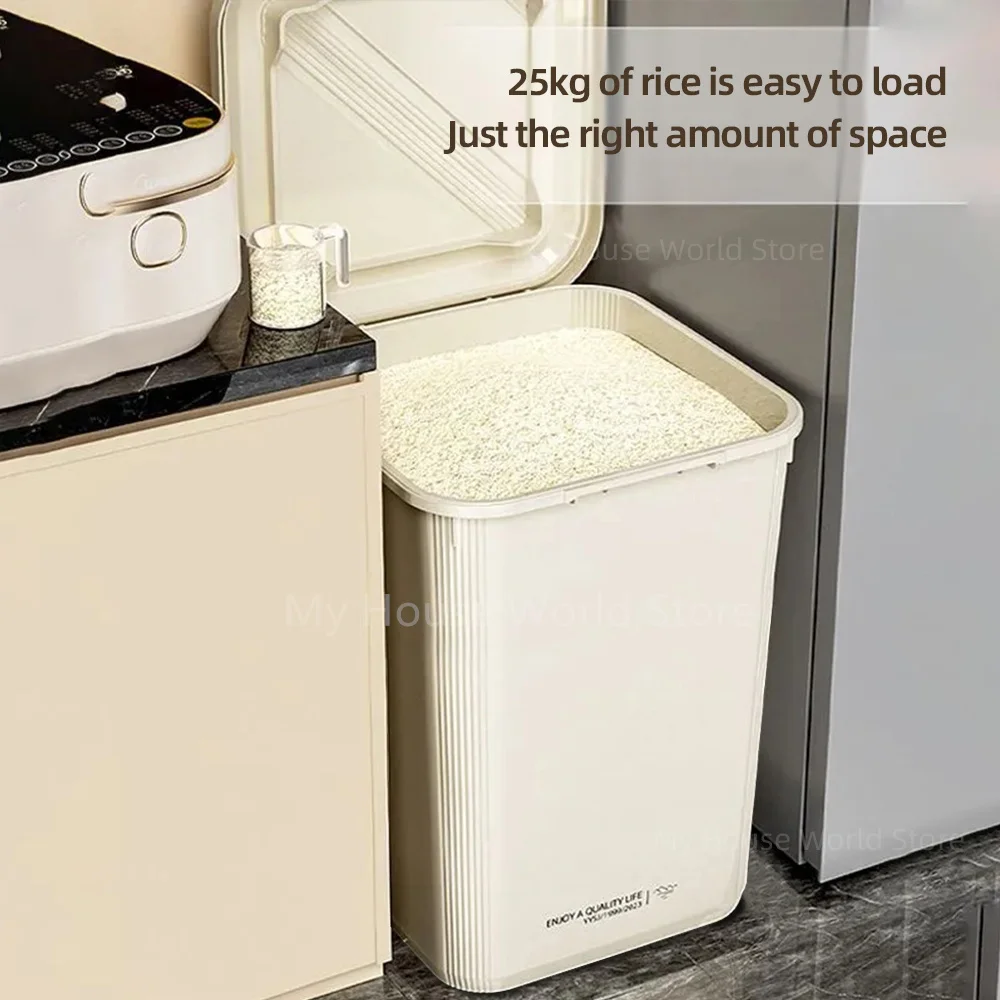 10KG Rice Container Rice Storage Box Sealed Cereal Dispenser with Buckle Insect Proof Grain Pet Food Container Kitchen Organizer