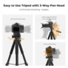 K&F Concept 75" Lightweight Tripod Camera Compact Tripod Remote 2-in-1 Phone Holder 3Way Pan Head Travel Phone Tripod for Selfie 5