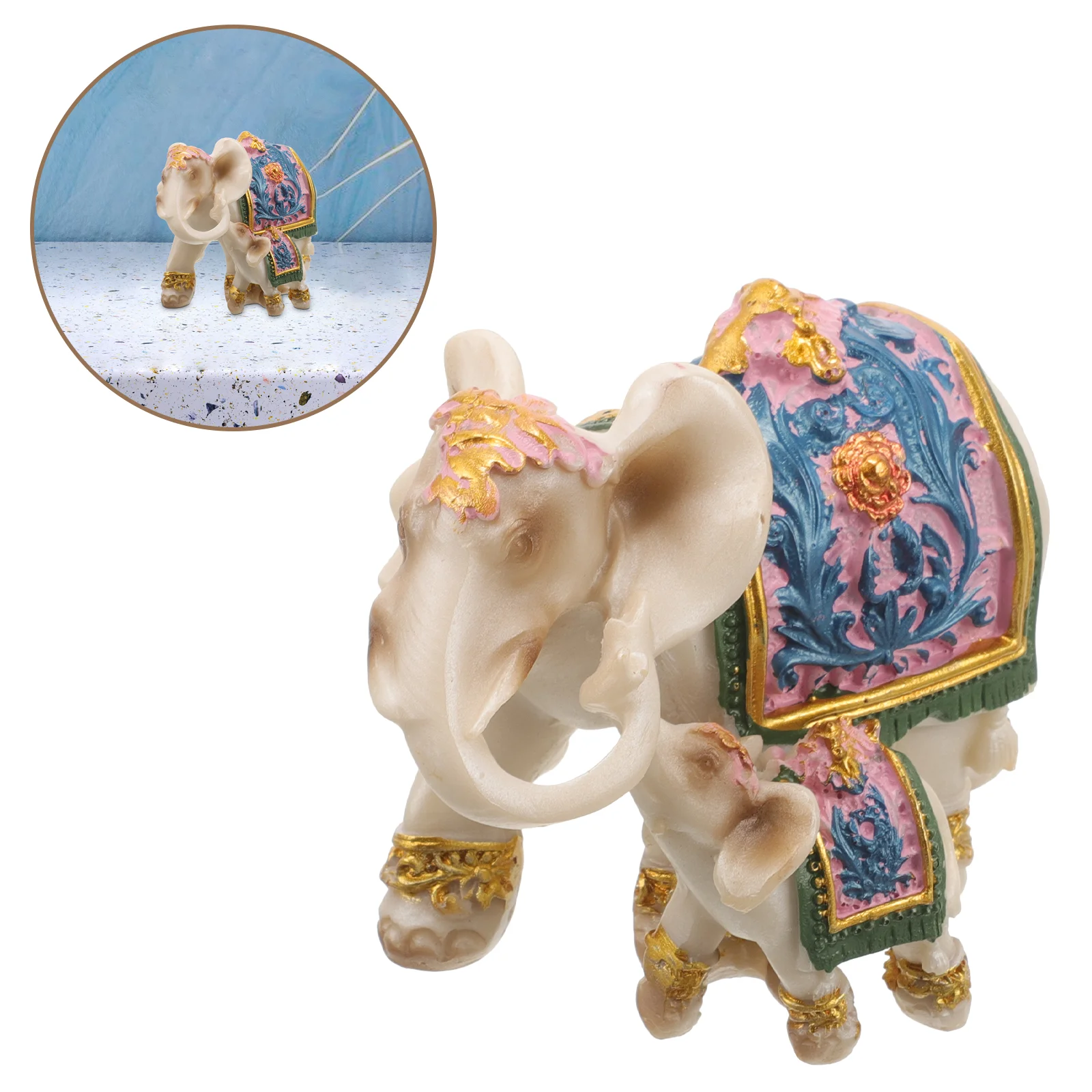 

Resin Elephant Ornaments Crafts Fake Layout Animal Decor Desktop Resin Small Statue Table Figurine Prop Modern Art Ornaments