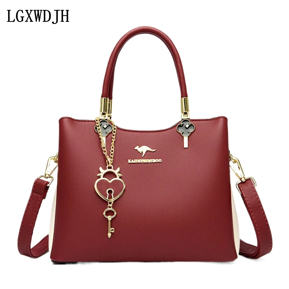 Multi-function color contrast Lady Shoulder bag  Fashion large capacity New crossbody bags for women  PU leather elegant handbag