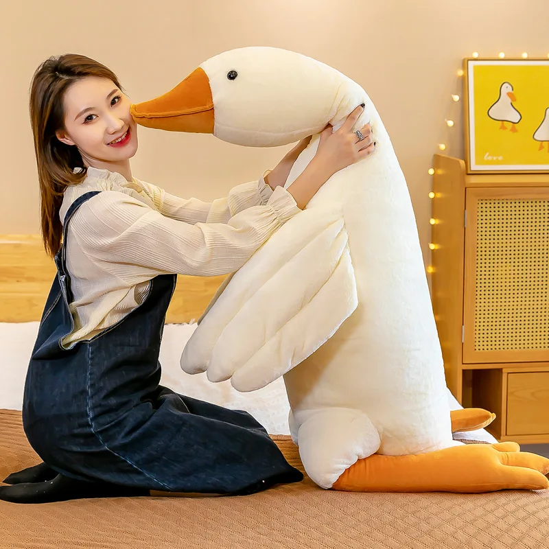 큰 거위 인형, 침대에서 잠자는 큰 흰색 거위 베개, 미스터 거위 봉제 장난감, 소녀용 생일 선물, 귀여운 동물 봉제 인형