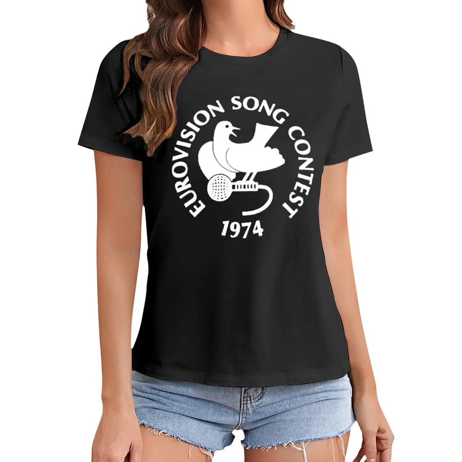 

Eurovision Song Contest 1974 T-Shirt tops hippie clothes sports fans Women tops
