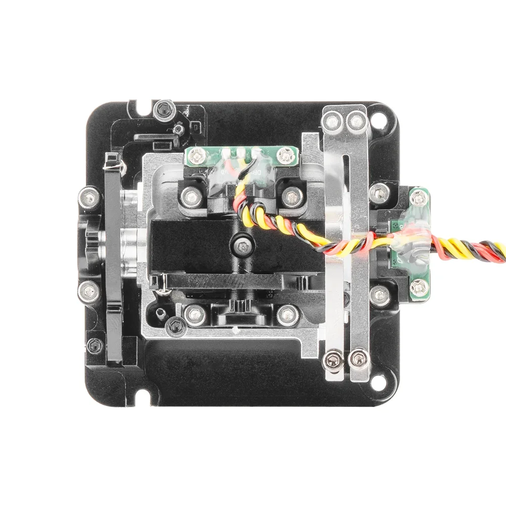 Kit Cardan AG02 pour Drone FPV ELRS jaune, fixé sur un drone, démontrant la stabilisation haute performance en vol.