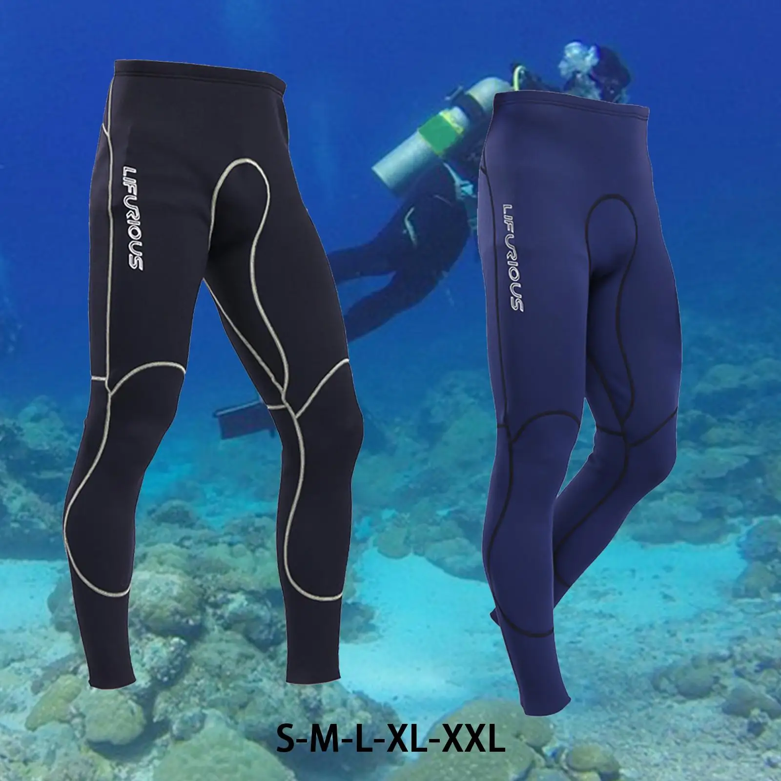 Mens Wetsuit Pants Neoprene Keep Warm 2mm for Surfing, Size: Large, Blue