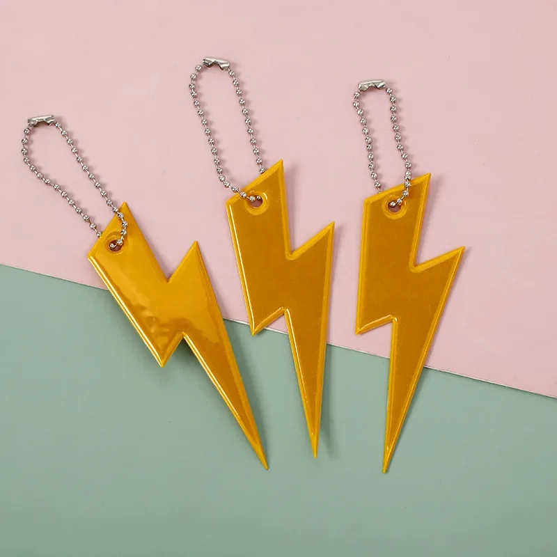 Colorful Lightning-Shaped Reflective Keychain Pendant