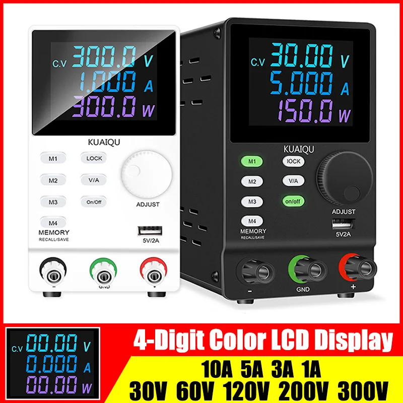 

Adjustable DC Power Supply Color LCD Display Laboratory Maintenance Workbench Voltage Current Regulator 30V 60V 200V 5A 3A 1A