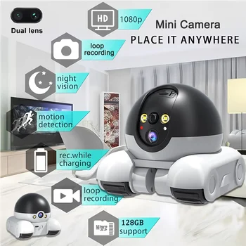 Full HD 1080p Whole House Mobile 5MP Camera Robot, Automatic Tracking 360 ° WiFi Intelligent Monitoring Car Camera 1