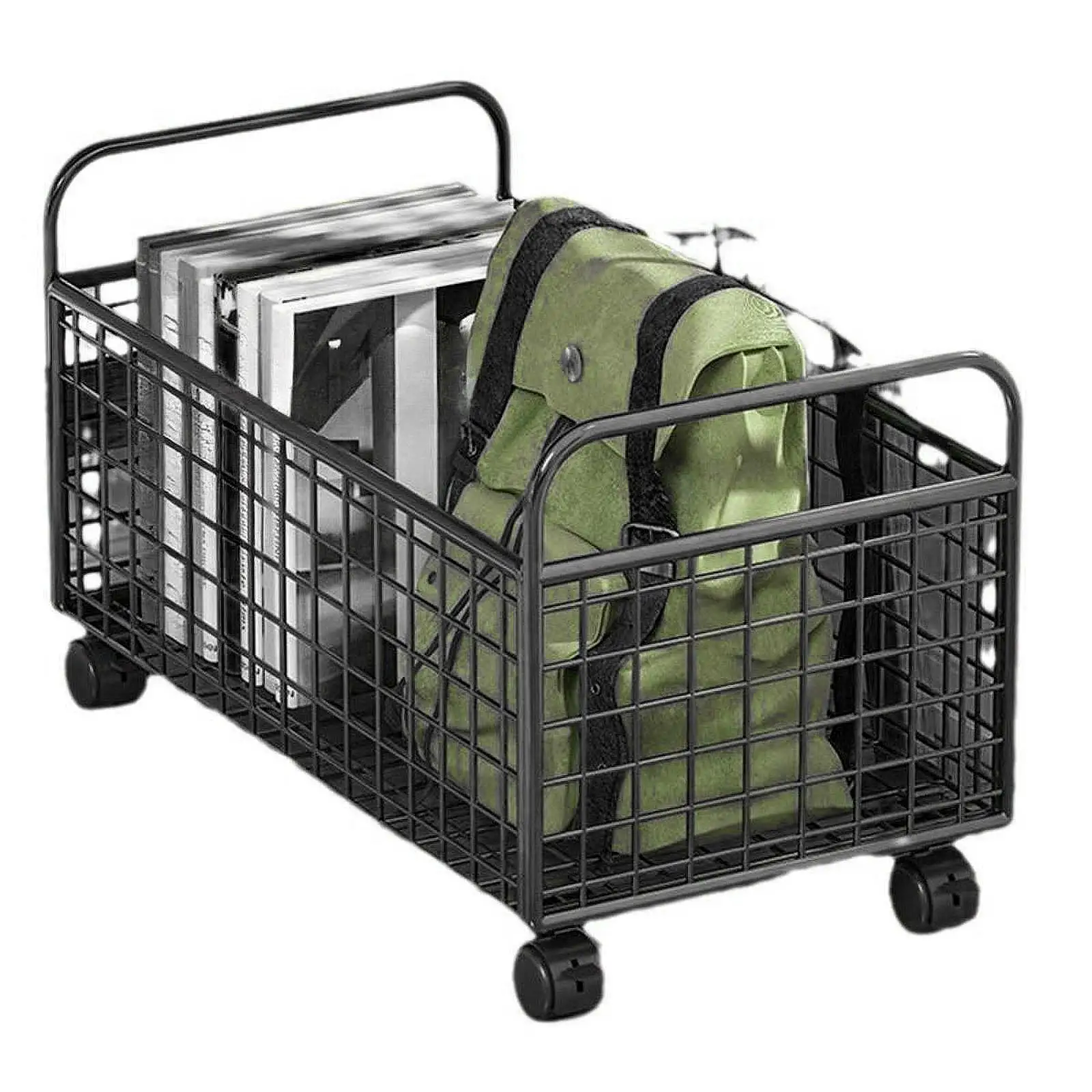 Rolling Book Cart Under Desk Storage Book Bin Office File Organizer Small Utility Cart for Home Kids Room Toys Pantry Snack