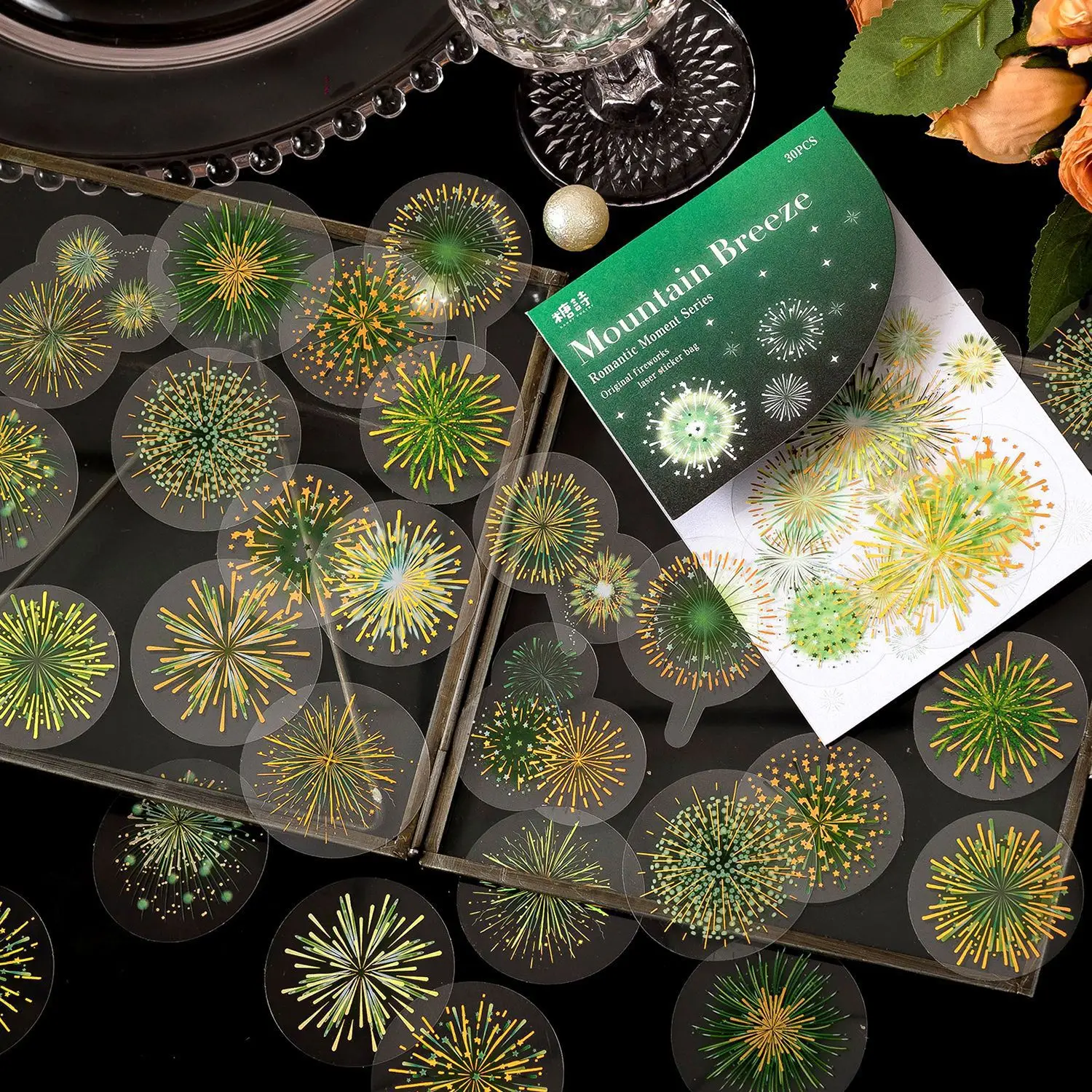 30pcs Splendid Fireworks Decorative Stickers Junk Journal Art Collage DIY Photo Album DIY Craft Scrapbooking School Supplies
