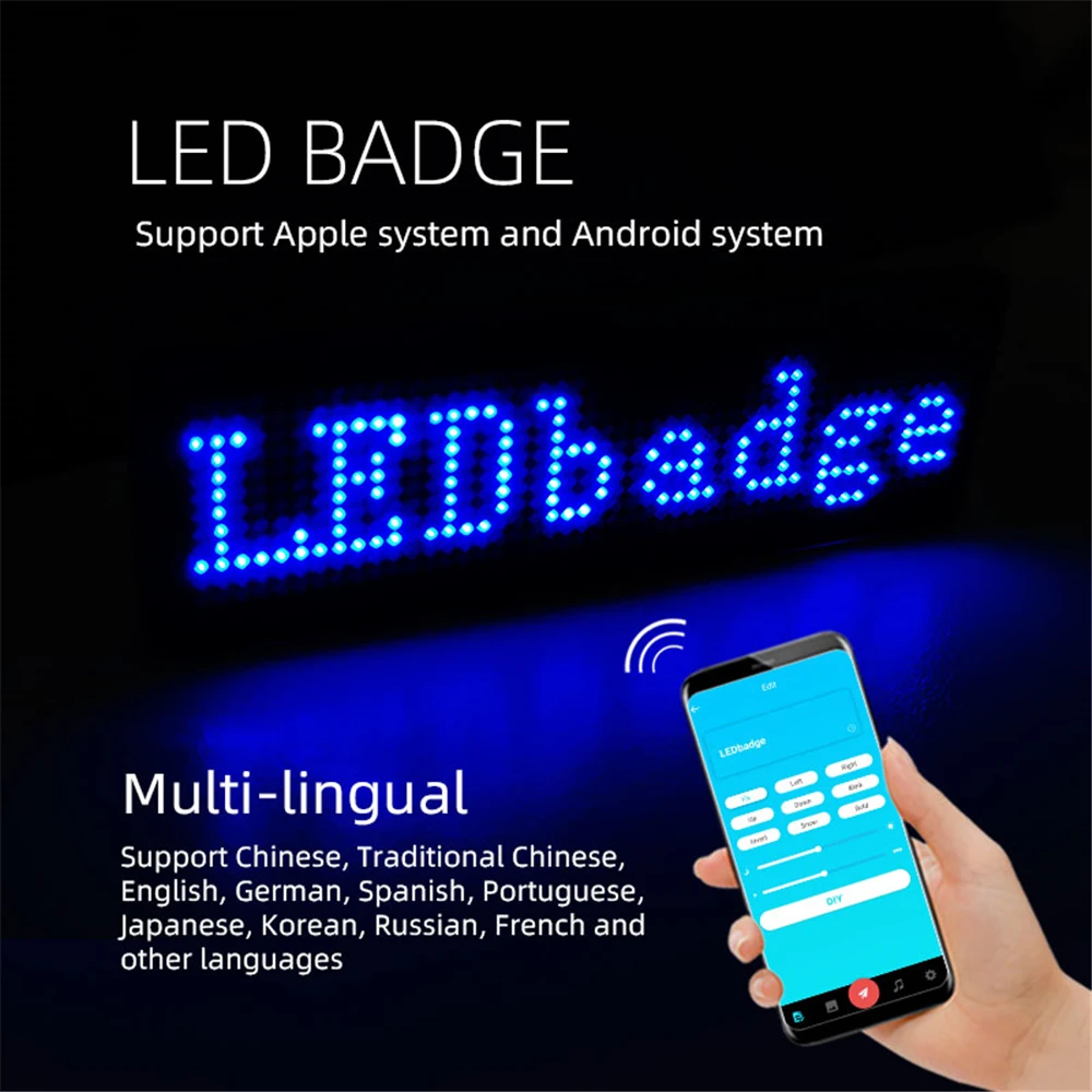 BluetoothLEDDigitalBadgeUSBChargingDIYProgrammableNameBadge