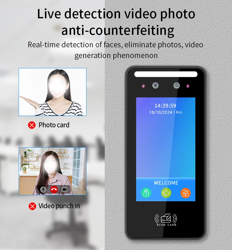 Wall Mount Dynamic facial recognition attendance andaccess control machine 1000