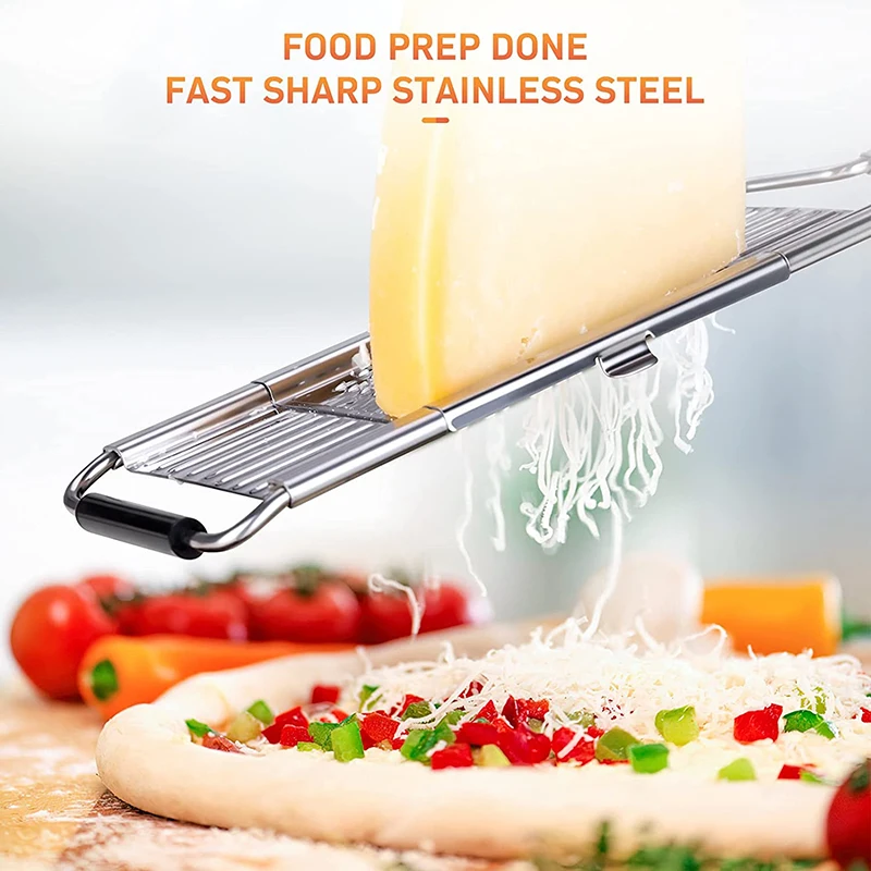 Multi-Purpose Hand-Held Stainless Steel Manual Slicer Shredder Grater 4-in-1 in Silver