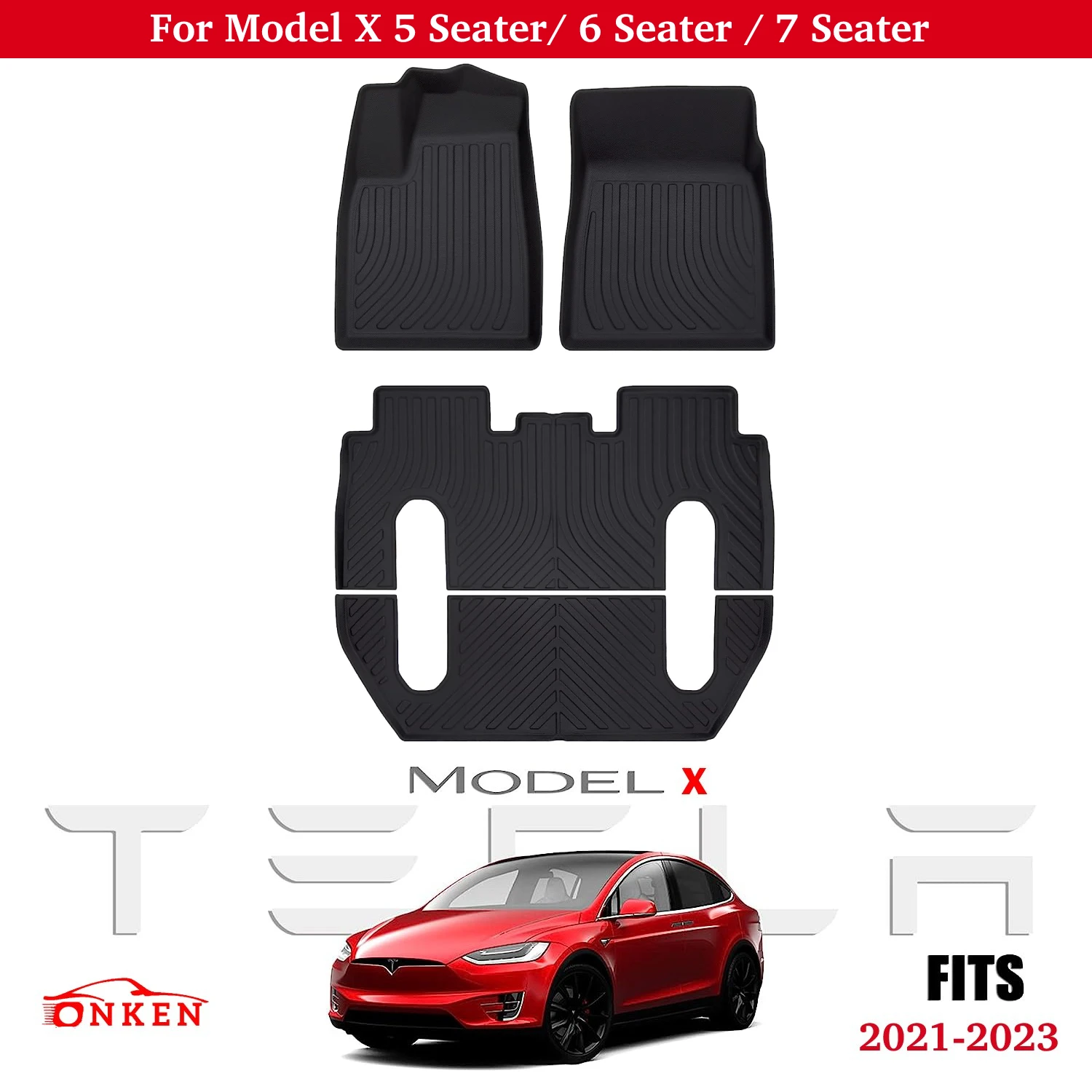 All Weather Floor Mats Tesla Model X 5/6/7 Seater 20212023, 51 OFF