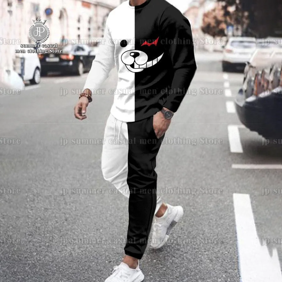 Spring and Autumn Men's Long Sleeve Set 2-piece Fashion 3D Printing Pullover Pants Suit Street Casual Round Neck Men's Tracksuit