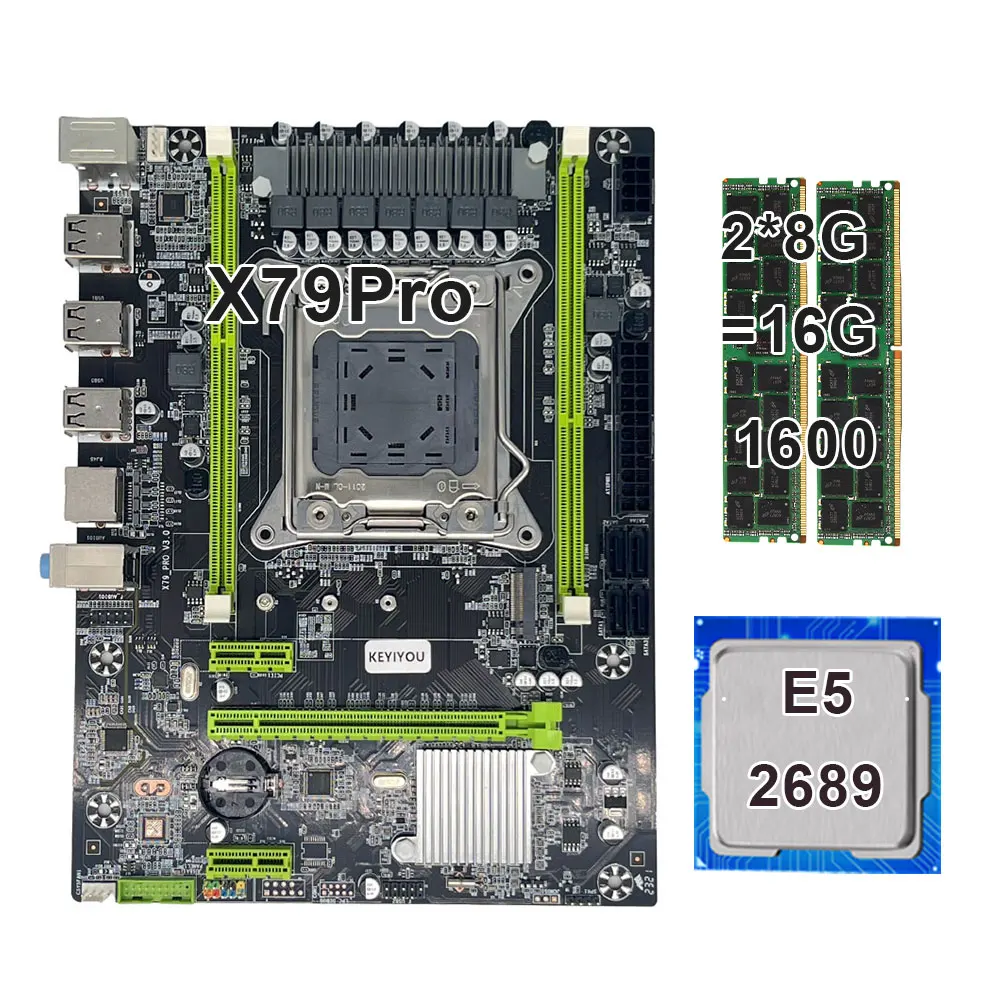 

Набор материнской платы KEYIYOU X79 pro с LGA2011 Combos, процессор intel Xeon 2689, 2 шт. * 8 ГБ = 16 Гб памяти DDR3 ОЗУ 1600 mhz12800r D3