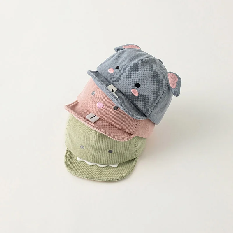 Cute Animal Baby Baseball Hat Cartoon Dinosaur Rabbit Infant Peaked Cap Solid Color Kawaii Soft Brim Kids Sun Hats