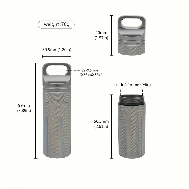 Portable Pill Case Waterproof EDC Container Capsule Airtight Aluminum Pill Bottle Keychain Pill Holder Travel Pill Storage