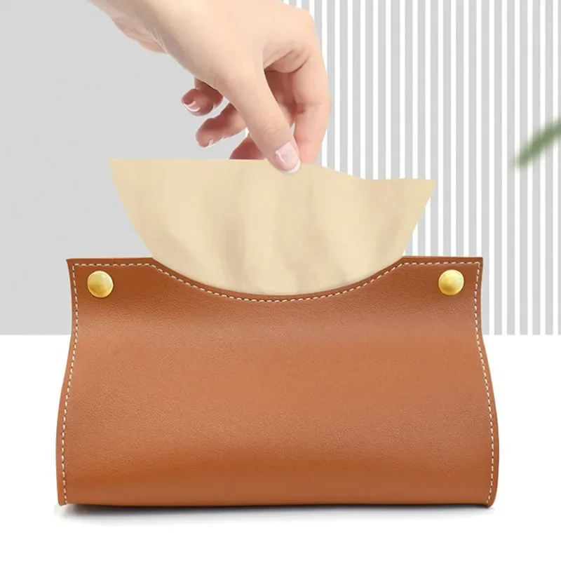 Tissue Box Dispenser Home Living Room Coffee Table Desktop Simple Napkin Box Kitchen Storage Paper PU Leather Organizer
