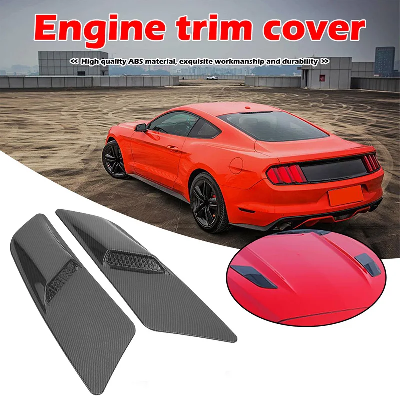 

Car Carbon Fiber Look Front Hood Air Intake Trim Scoop Vent Guards for Ford Mustang 2015-2017 Decorative Car Cover Accessories