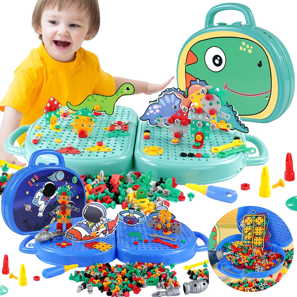 Magic Montessori Toy Play Toolbox Electric Drill Engineering Education Learning Building Block Toys Kids DIY Learning Toys